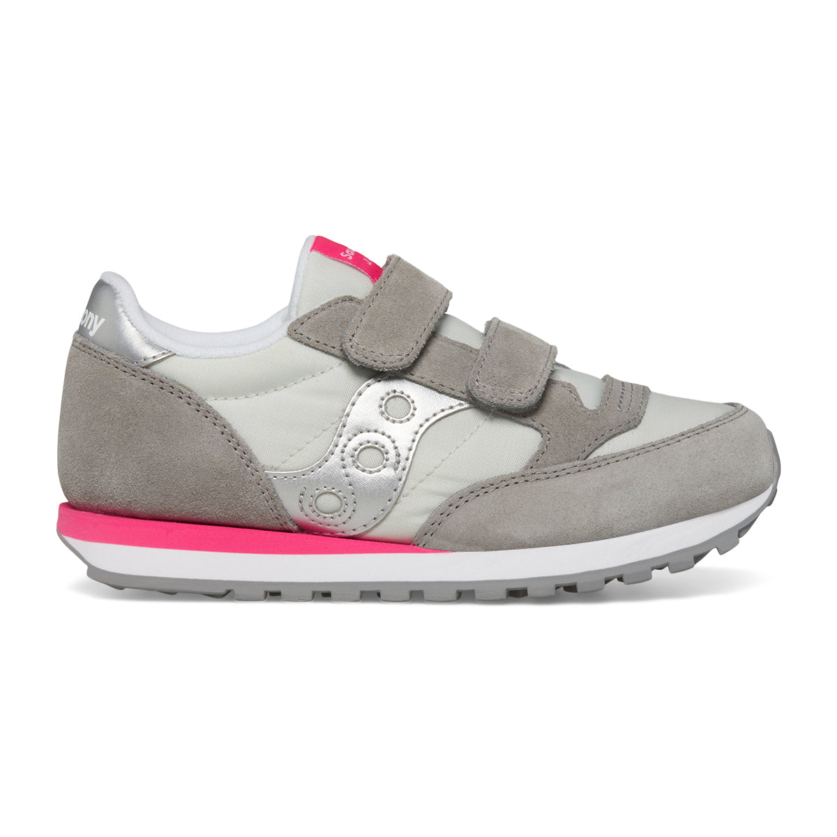 Jazz Double Hook & Loop Sneaker Grey/Silver/Pink