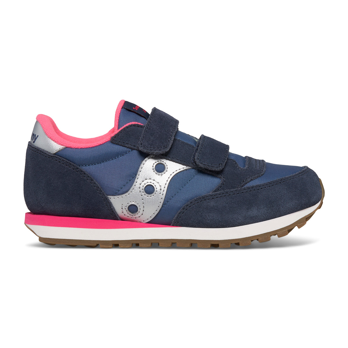 Jazz Double Hook & Loop Sneaker Navy/Silver/Pink